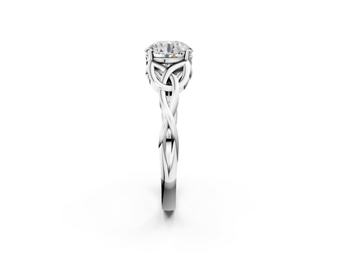 White gold Round Solitaire Celtic Knot Engagement Ring with Four-Prong Setting_103