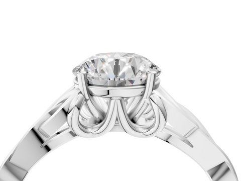 White gold Round Solitaire Celtic Knot Engagement Ring with Four-Prong Setting_105