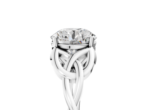 White gold Round Solitaire Celtic Knot Engagement Ring with Four-Prong Setting_106