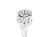 Silver 0.29 Carat E VVS2 Round Diamond Solitaire Engagement Ring with Celtic Knot Band and Four-Prong Setting