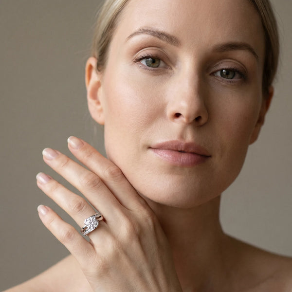 White gold Round Solitaire Channel-Set Split Shank Ring with Tension Prong Setting