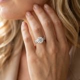 White gold Round Solitaire Chevron Pave Diamond Engagement Ring with Six-Prong Setting_14