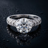 White gold Round Solitaire Chevron Pave Diamond Engagement Ring with Six-Prong Setting_15