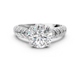 White gold Round Solitaire Chevron Pave Diamond Engagement Ring with Six-Prong Setting_21