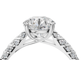 White gold Round Solitaire Chevron Pave Diamond Engagement Ring with Six-Prong Setting_25