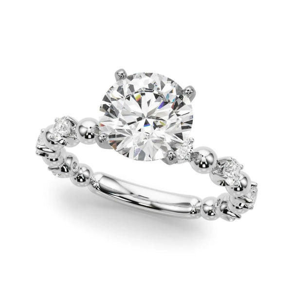 White gold Round Solitaire Diamond Bezel-Set Eternity Band with Prong Setting