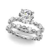 White gold Round Solitaire Diamond Bezel-Set Eternity Band with Prong Setting 2