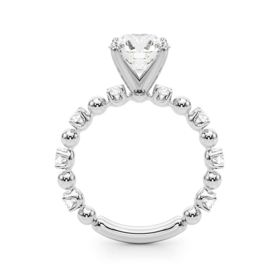 White gold Round Solitaire Diamond Bezel-Set Eternity Band with Prong Setting