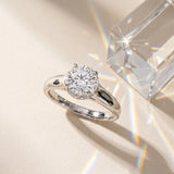White gold Round Solitaire Diamond Engagement Ring with Four-Prong Setting and Tapered Band_9