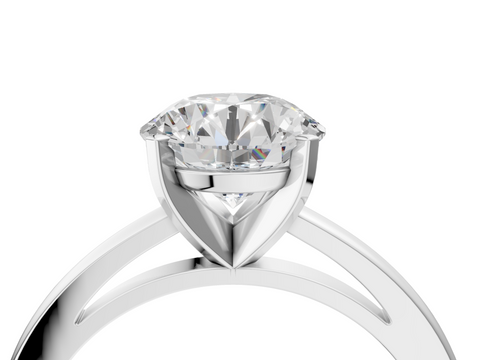 White gold Round Solitaire Diamond Engagement Ring with Four-Prong Setting on a Classic Band_27