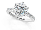 White gold Round Solitaire Diamond Engagement Ring with Pavé Band and Six-Prong Setting_80