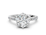 White gold Round Solitaire Diamond Engagement Ring with Pavé Band and Six-Prong Setting_85