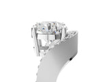 14K White Gold 3.01 Carat E VVS2 Round Solitaire Diamond Engagement Ring with Pave Band and Four-Prong Setting