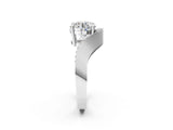 14K White Gold 3.01 Carat E VVS2 Round Solitaire Diamond Engagement Ring with Pave Band and Four-Prong Setting