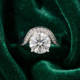 White gold Round Solitaire Diamond Engagement Ring with Pave Band and Four-Prong Setting_46