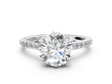 White gold Round Solitaire Diamond Engagement Ring with Pave Band and Six-Prong Setting_82