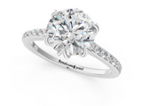 White gold Round Solitaire Diamond Engagement Ring with Pave Band and Six-Prong Setting_83