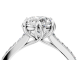 White gold Round Solitaire Diamond Engagement Ring with Pave Band and Six-Prong Setting_86