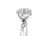 White gold Round Solitaire Diamond Engagement Ring with Twisted Pave Band and Four-Prong Setting_34
