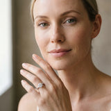 White gold Round Solitaire Diamond Engagement Ring with Twisted Pave Band and Four-Prong Setting