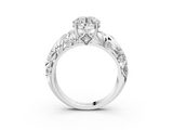 White gold Round Solitaire Diamond Leaf Vine Band with Prong Setting_106