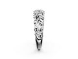 White gold Round Solitaire Diamond Leaf Vine Band with Prong Setting_108