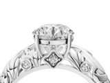 White gold Round Solitaire Diamond Leaf Vine Band with Prong Setting_110