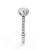 Platinum 2.06 Carat D VVS2 Round Solitaire Diamond Pavé Band with Four-Prong Setting