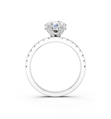 Platinum 2.06 Carat D VVS2 Round Solitaire Diamond Pavé Band with Four-Prong Setting