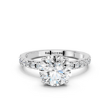 Platinum 2.06 Carat D VVS2 Round Solitaire Diamond Pavé Band with Four-Prong Setting