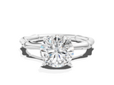 White gold Round Solitaire Diamond Ring with Bamboo Band and Four-Prong Setting_61