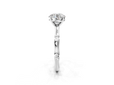White gold Round Solitaire Diamond Ring with Bamboo Band and Four-Prong Setting_62