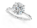 White gold Round Solitaire Diamond Ring with Bamboo Band and Four-Prong Setting_66