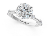 White gold Round Solitaire Diamond Ring with Bezel Set Side Stones and Prong Setting_24