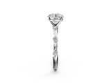 White gold Round Solitaire Diamond Ring with Bezel Set Side Stones and Prong Setting_25