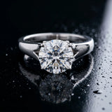 White gold Round Solitaire Diamond Ring with Cathedral Band and Four-Prong Setting_15