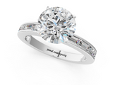 White gold Round Solitaire Diamond Ring with Channel-Set Baguette Band and Four-Prong Setting_111
