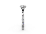 White gold Round Solitaire Diamond Ring with Channel-Set Baguette Band and Four-Prong Setting_112