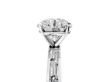White gold Round Solitaire Diamond Ring with Channel-Set Baguette Band and Four-Prong Setting_115