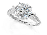 White gold Round Solitaire Diamond Ring with Channel Set Band and Bezel Prong Setting_93