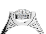 White gold Round Solitaire Diamond Ring with Channel Set Band and Bezel Prong Setting_96