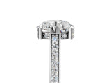 White gold Round Solitaire Diamond Ring with Channel Set Band and Bezel Prong Setting_97