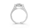 White gold Round Solitaire Diamond Ring with Channel Set Band and Bezel Prong Setting_98