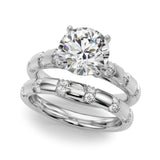 White gold Round Solitaire Diamond Ring with Channel Set Band and Four-Prong Setting 1
