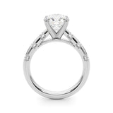 White gold Round Solitaire Diamond Ring with Channel Set Band and Four-Prong Setting 2