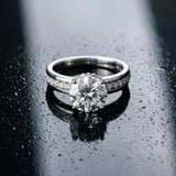 White gold Round Solitaire Diamond Ring with Channel Set Band and Six-Prong Setting_15