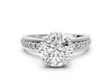 White gold Round Solitaire Diamond Ring with Channel Set Band and Six-Prong Setting_60
