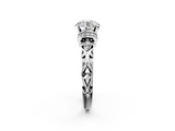White gold Round Solitaire Diamond Ring with Filigree Band and Four-Prong Setting_79
