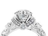 White gold Round Solitaire Diamond Ring with Filigree Band and Four-Prong Setting_81