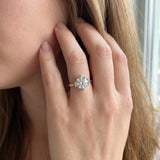 White gold Round Solitaire Diamond Ring with Floral Prong Setting and Classic Band_18